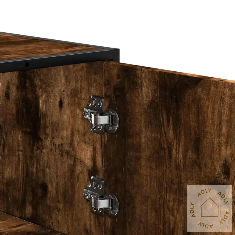 Highboard Røkt Eik 68X35X139 Cm Konstruert Tre Og Metall