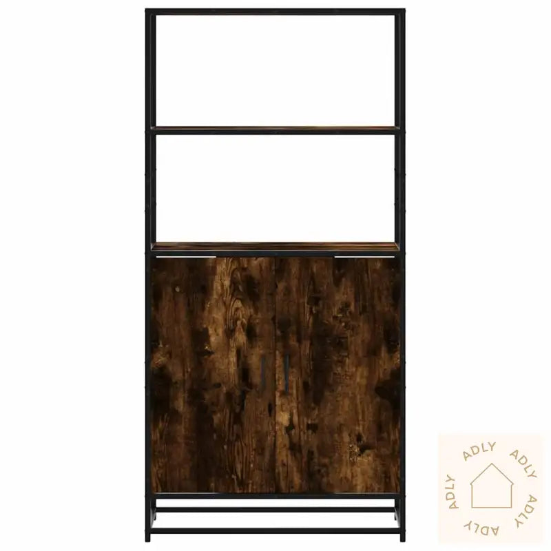 Highboard Røkt Eik 68X35X139 Cm Konstruert Tre Og Metall