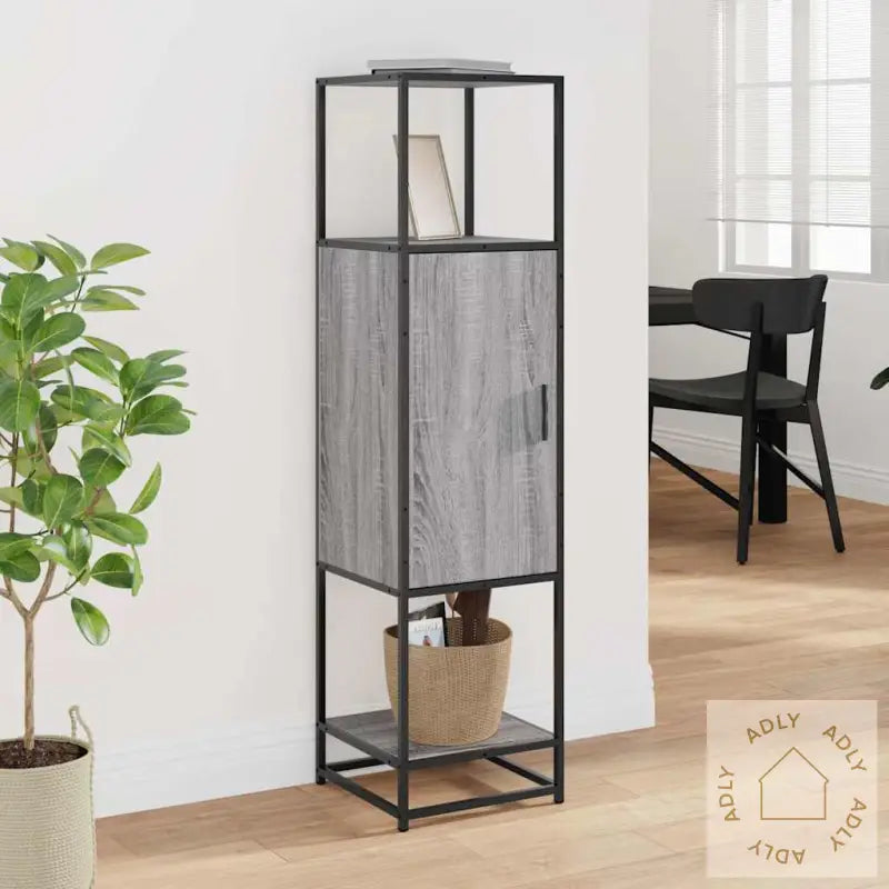 Highboard Grå Sonoma 35,5X35X139 Cm Konstruert Tre Og Metall