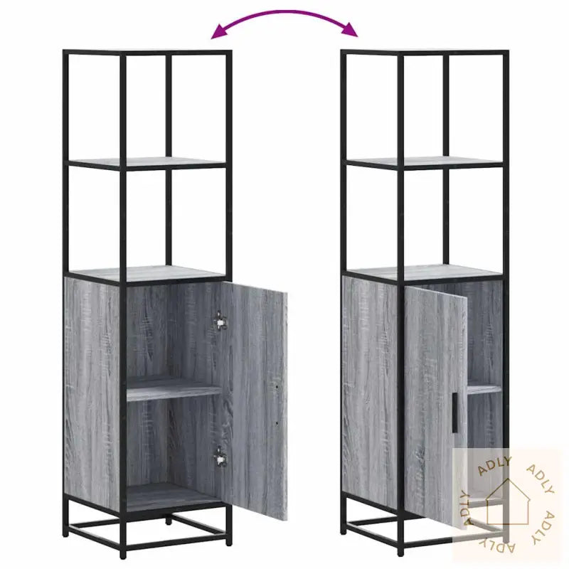 Highboard Grå Sonoma 35,5X35X139 Cm Konstruert Tre Og Metall
