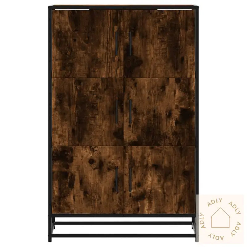 Highboard Røkt Eik 68X35X106,5 Cm Konstruert Tre Og Metall