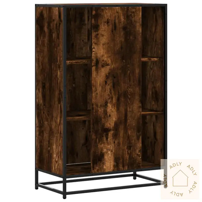 Highboard Røkt Eik 68X35X106,5 Cm Konstruert Tre Og Metall