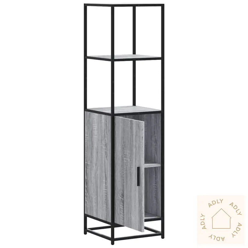 Highboard Grå Sonoma 35,5X35X139 Cm Konstruert Tre Og Metall