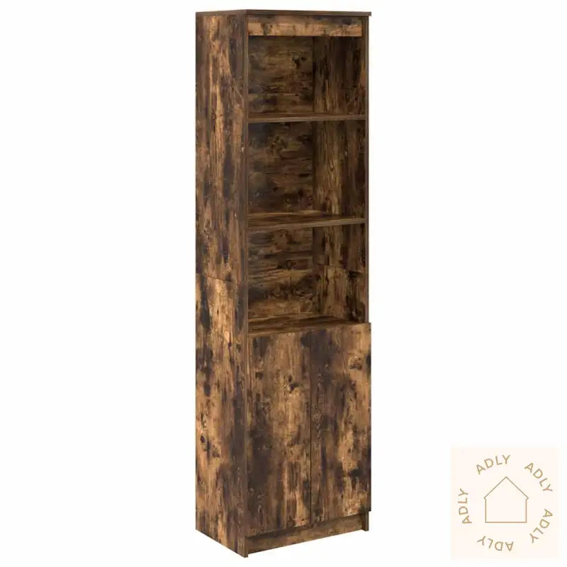 Highboard Røkt Eik 50X35X180 Cm Konstruert Tre