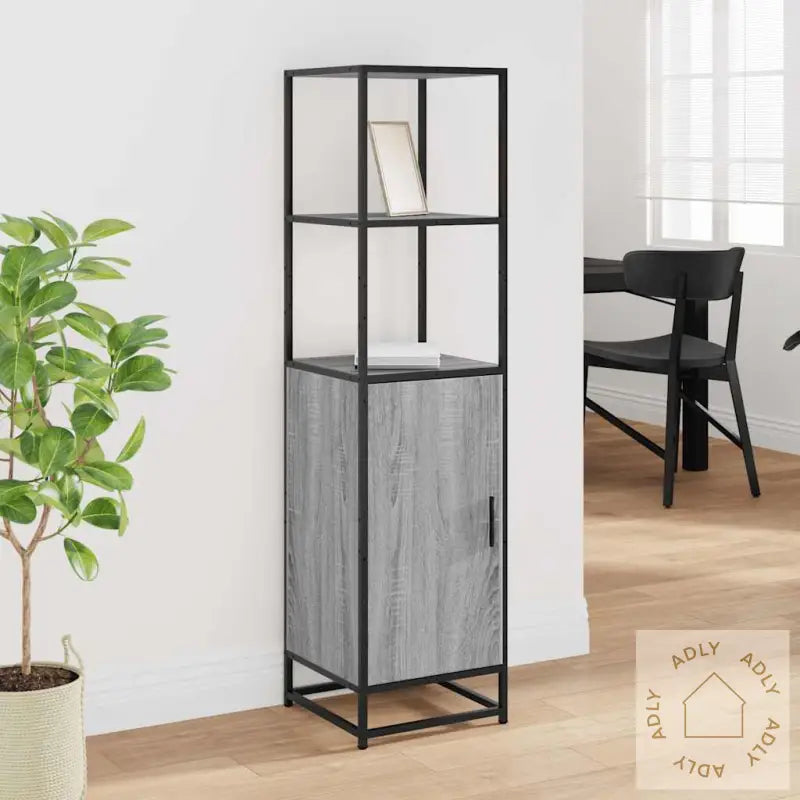 Highboard Grå Sonoma 35,5X35X139 Cm Konstruert Tre Og Metall