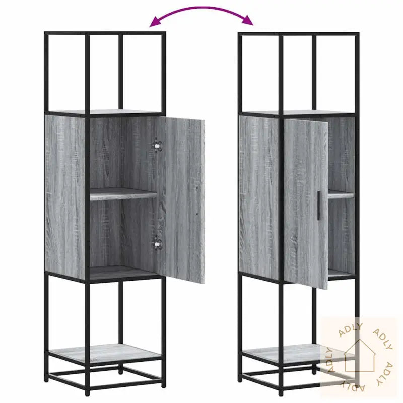 Highboard Grå Sonoma 35,5X35X139 Cm Konstruert Tre Og Metall