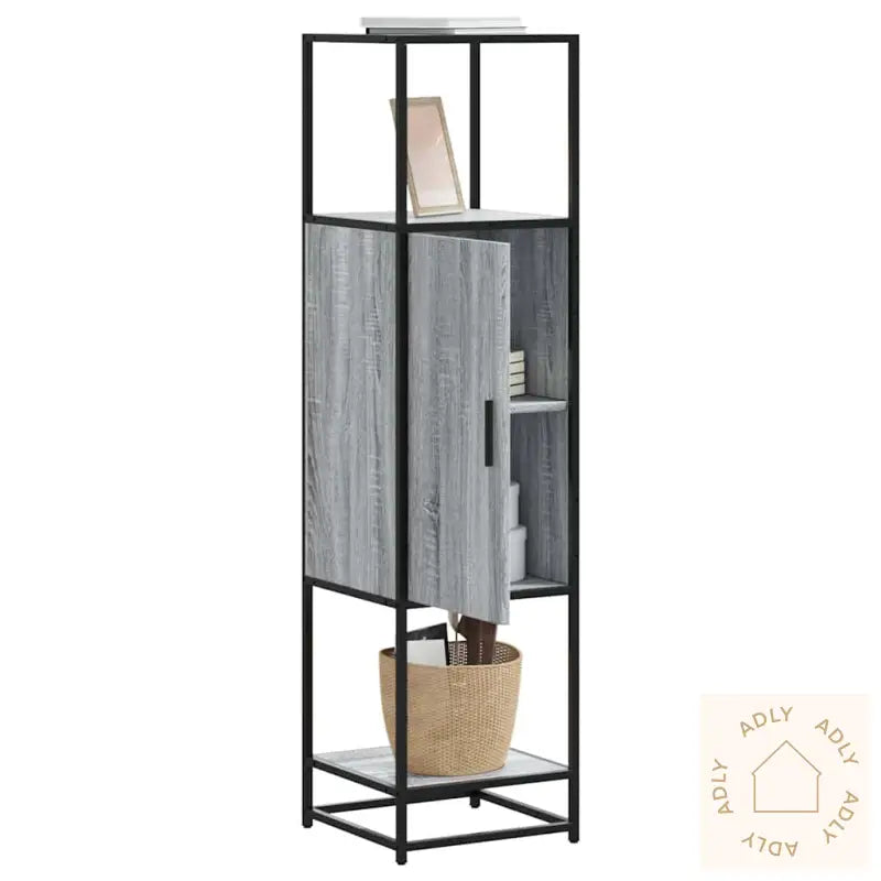 Highboard Grå Sonoma 35,5X35X139 Cm Konstruert Tre Og Metall