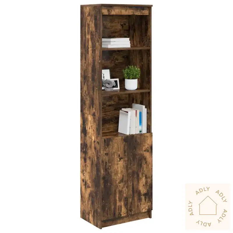 Highboard Røkt Eik 50X35X180 Cm Konstruert Tre