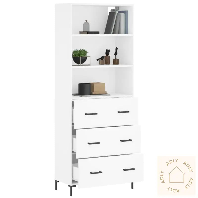 Highboard Hvit 69,5X34X180 Cm Konstruert Tre