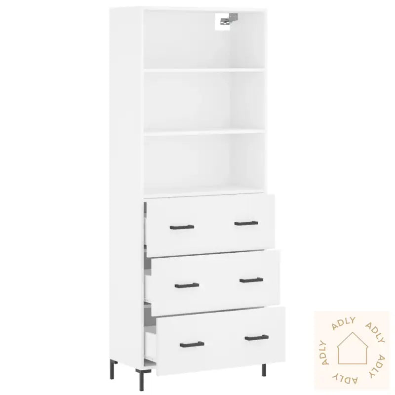 Highboard Hvit 69,5X34X180 Cm Konstruert Tre