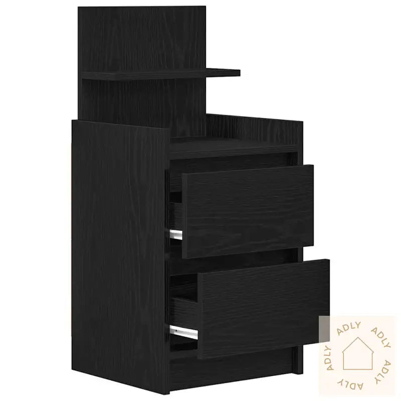 Nattskap Med 2 Skuffer 2 Stk Svart 38X34X80 Cm