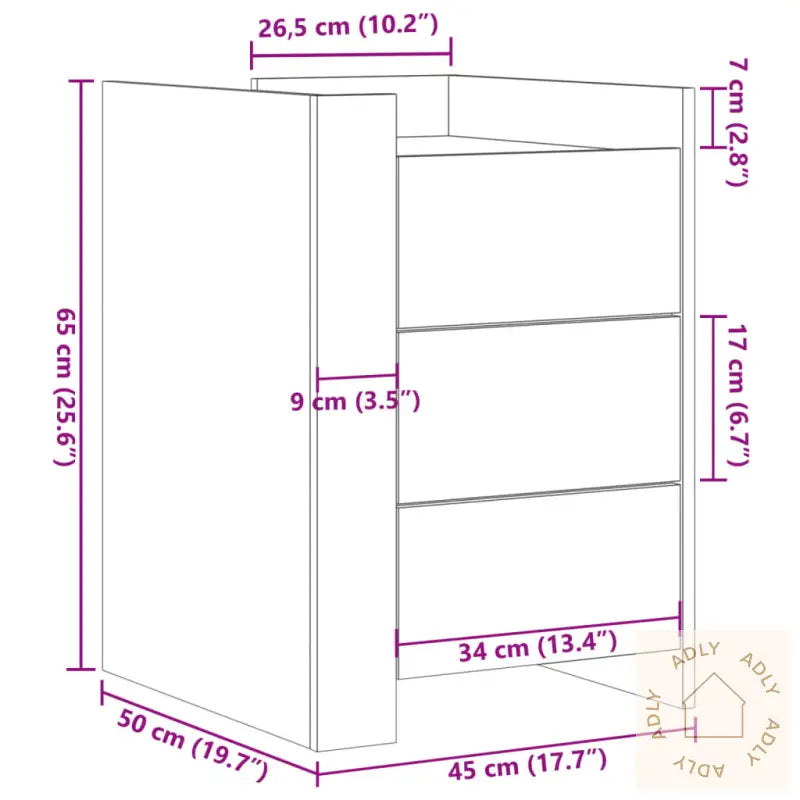 Nattbord Svart 45X50X65 Cm Konstruert Tre