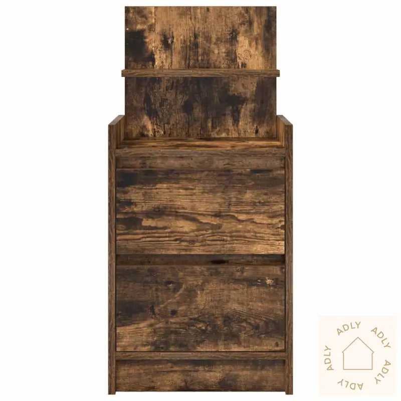 Nattbord Med 2 Skuffer Røkt Eik 38X34X80 Cm