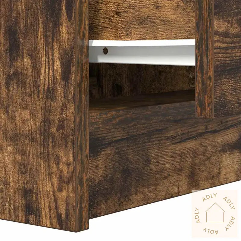 Nattbord Med 2 Skuffer Røkt Eik 38X34X80 Cm