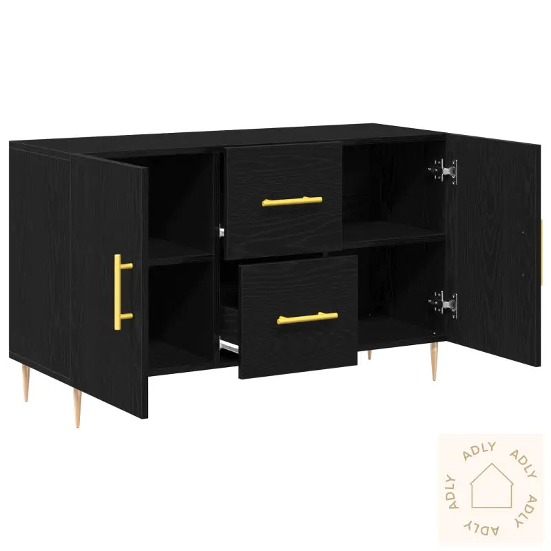Sideboard Svart Eik 100X36X60 Cm Konstruksjonsmateriale