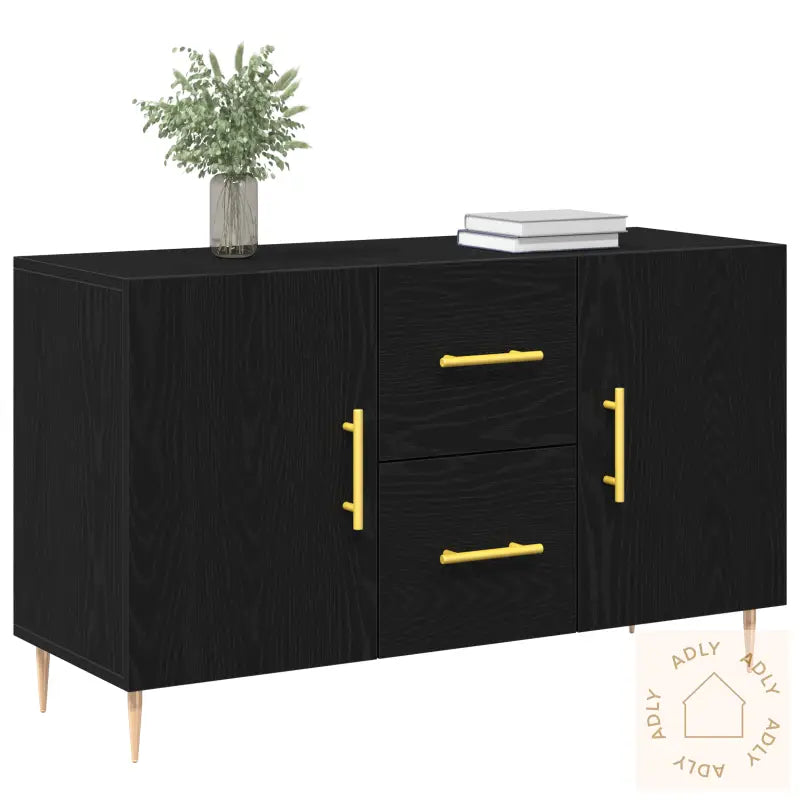 Sideboard Svart Eik 100X36X60 Cm Konstruksjonsmateriale