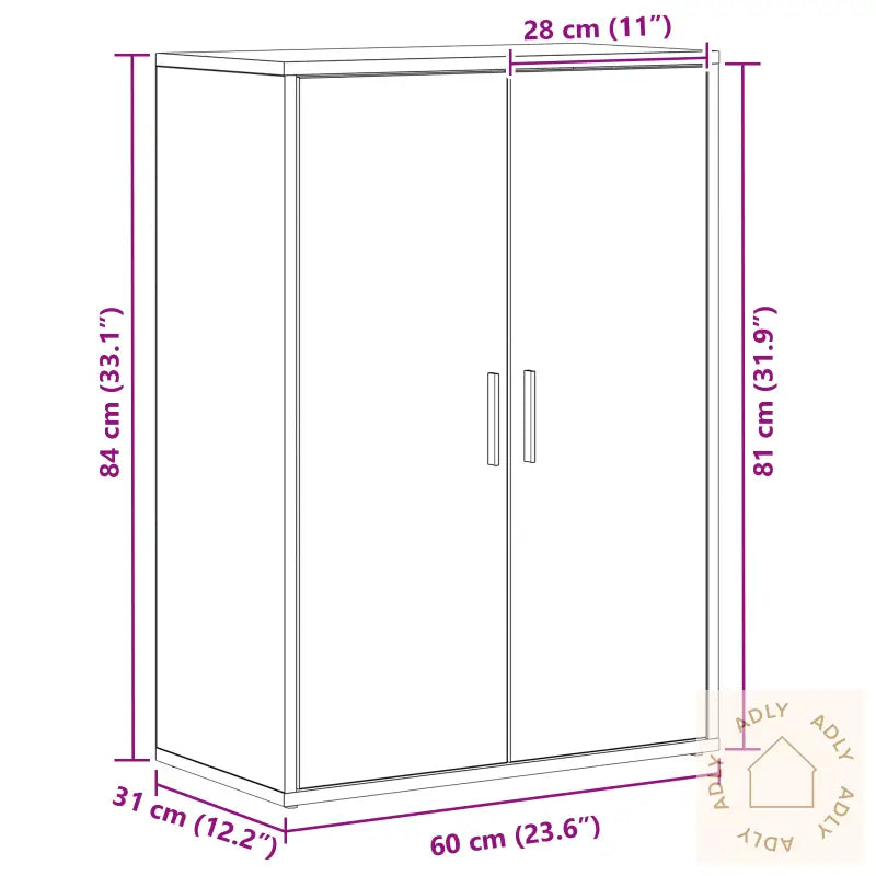 Skap Kunstnerisk Eik 60X31X84 Cm Konstruert Tre