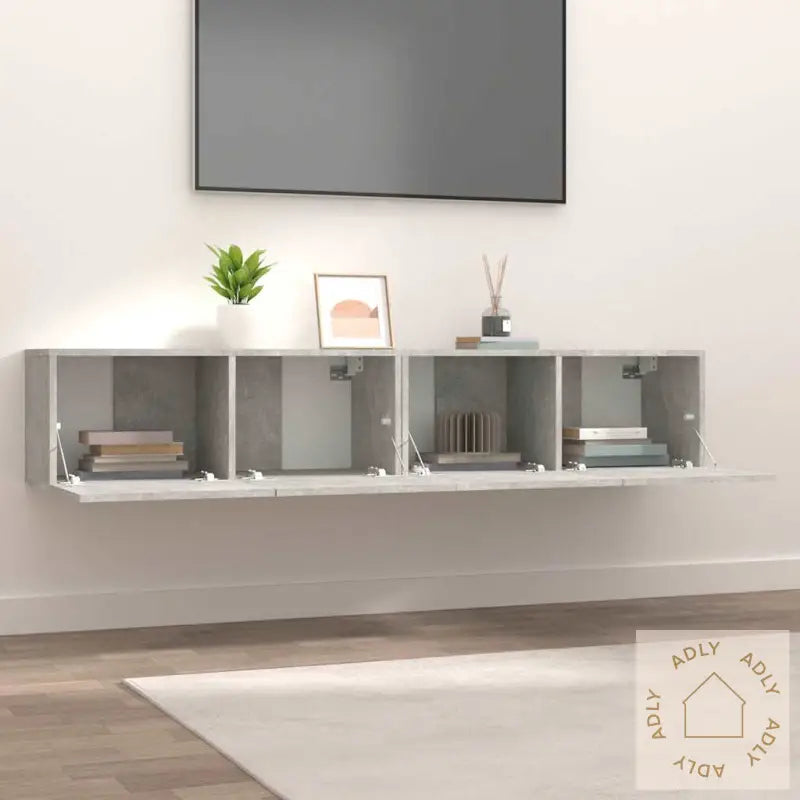 Tv-Benker 2 Stk Betonggrå 80X30X30 Konstruert Tre