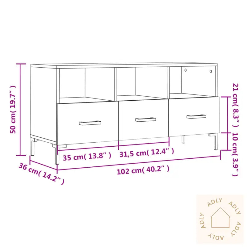 Tv-Benk Svart 102X36X50 Cm Konstruert Tre