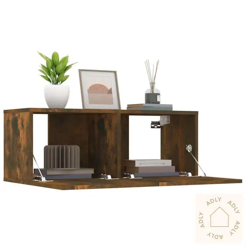 Tv-Benker 2 Stk Røkt Eik 80X30X30 Cm Konstruert Tre