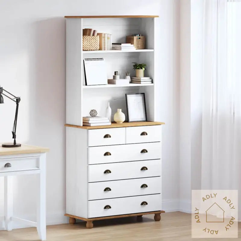 Hutch “Askim” Hvit 91X40X199.5 Cm Massivt Tre Furu