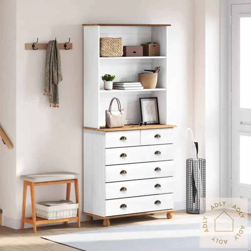 Hutch “Askim” Hvit 91X40X199.5 Cm Massivt Tre Furu