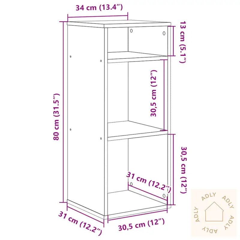 Bokhylle Svart 34X31X80 Cm Konstruert Tre