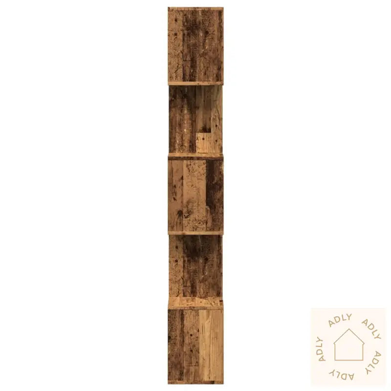 Romdeler Bokhylle 5 Lag Gammelt Eik 70X24X161 Cm Konstruert Tre