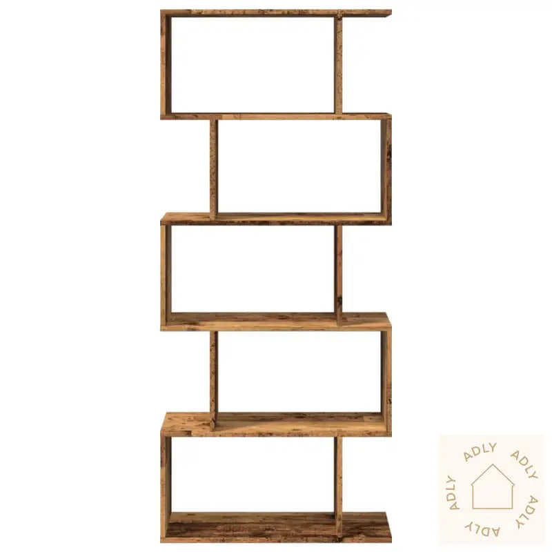 Romdeler Bokhylle 5 Lag Gammelt Eik 70X24X161 Cm Konstruert Tre