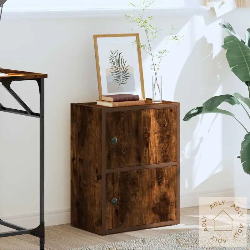 Bokhylle Røkt Eik 40X24X52 Cm Konstruert Tre