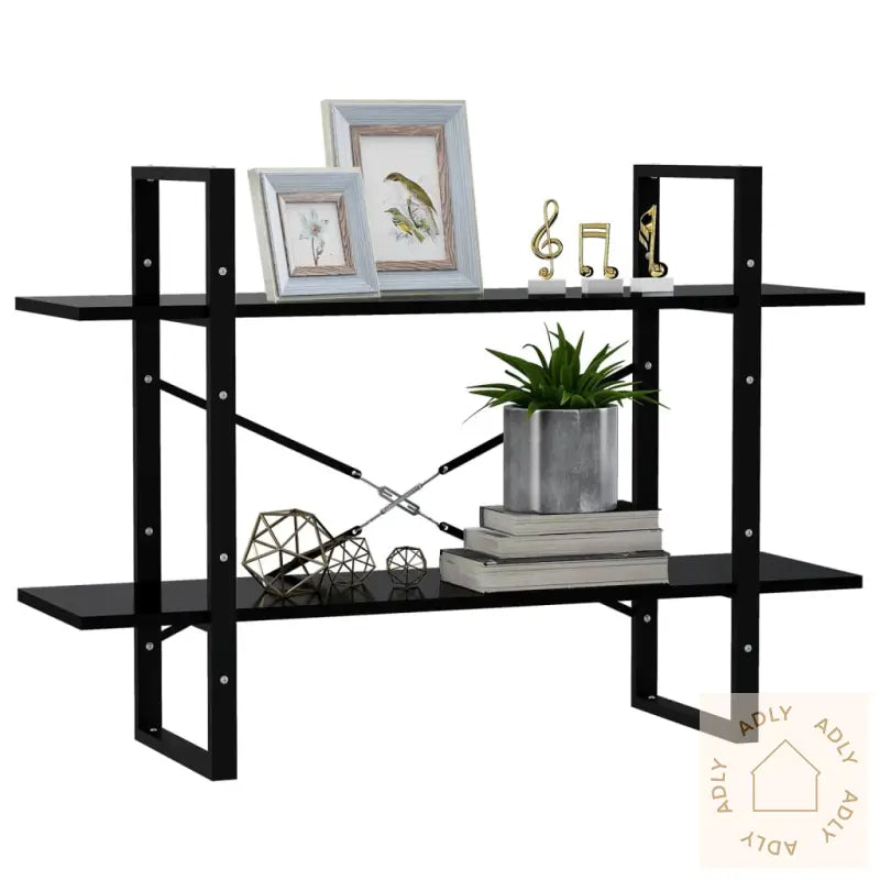 Bokhylle 2 Nivåer Svart 100X30X70 Cm Konstruert Tre