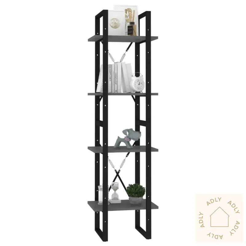 Bokhylle 4 Nivåer Grå 40X30X140 Cm Konstruert Tre