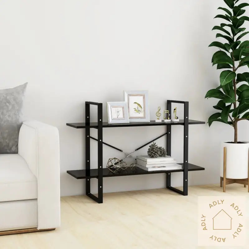 Bokhylle 2 Nivåer Svart 100X30X70 Cm Konstruert Tre