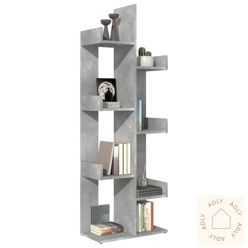 Bokhylle Betonggrå 48X25,5X140 Cm Konstruert Tre