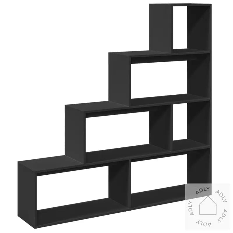 Bokhylle 4 Etasjer Svart 143,5X29X143,5 Cm Konstruert Tre