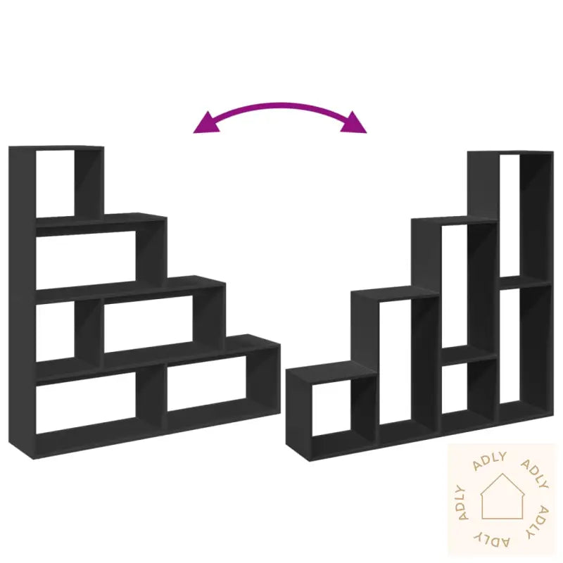 Bokhylle 4 Etasjer Svart 143,5X29X143,5 Cm Konstruert Tre
