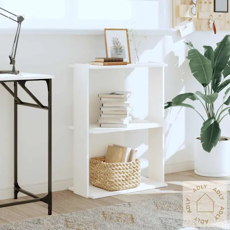 Bokhylle 3 Etasjer Hvit 60X30X80 Cm Konstruert Tre