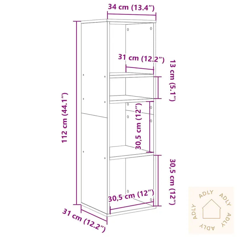 Bokhylle Hvit 34X31X112 Cm Konstruert Tre