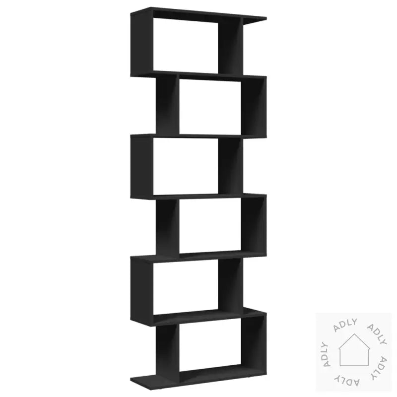 Romdeler Bokhylle 6 Etasjer Svart 70X24X193 Cm Konstruert Tre