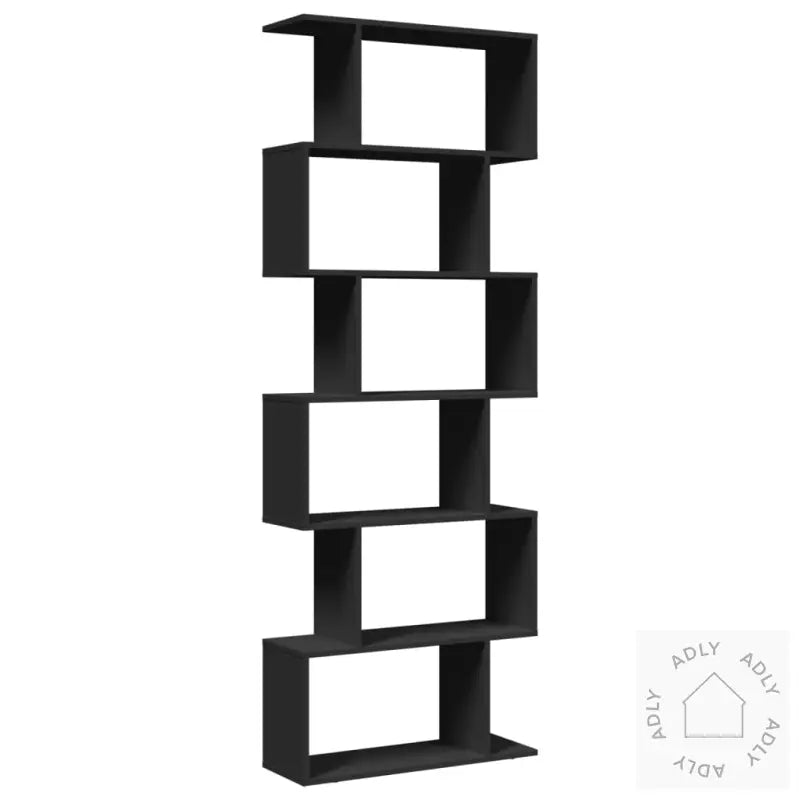 Romdeler Bokhylle 6 Etasjer Svart 70X24X193 Cm Konstruert Tre