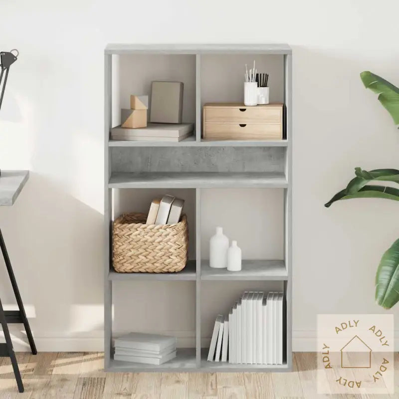 Bokhylle Betonggrå 66X31X112 Cm Konstruert Tre