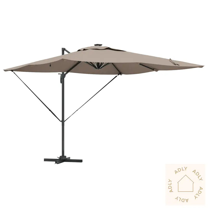 Cantilever Roma Parasoll Med Led-Lamper Taupe 286X285X270 Cm Aluminium