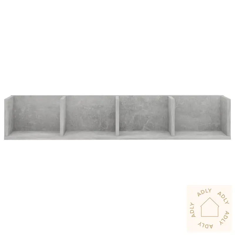 Veggmontert Cd-Hylle Betonggrå 100X18X18 Cm Konstruert Tre