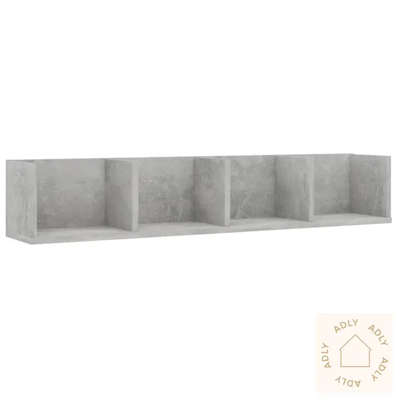 Veggmontert Cd-Hylle Betonggrå 100X18X18 Cm Konstruert Tre