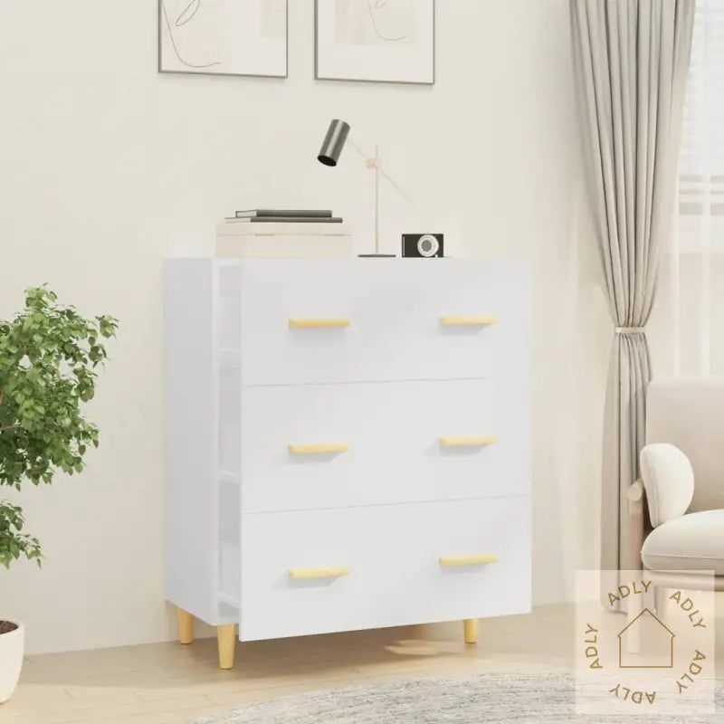 Skjenk Hvit 70X34X90 Cm Konstruert Tre