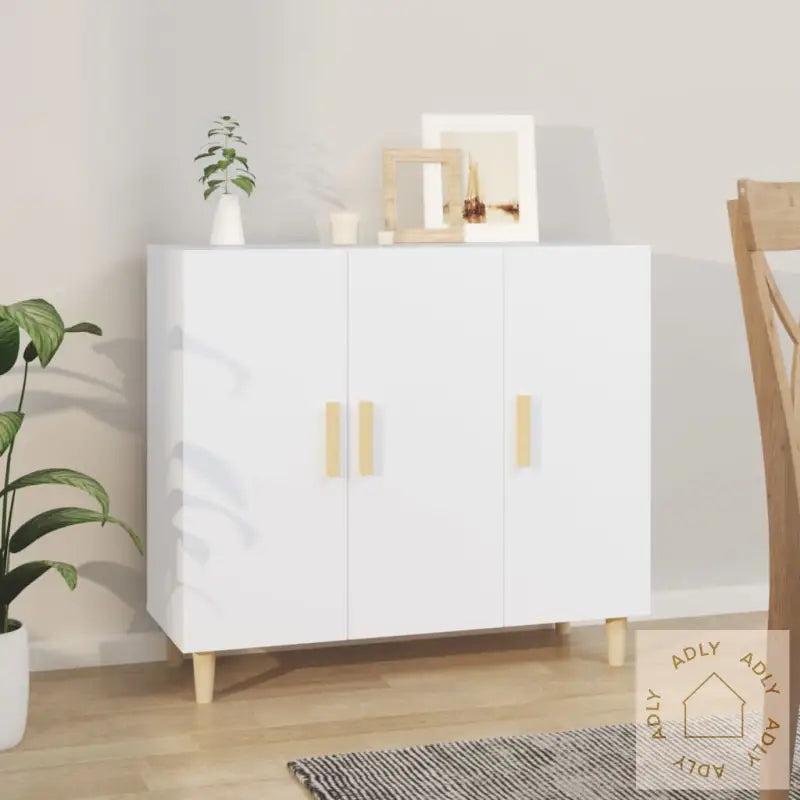Skjenk Hvit 90X34X80 Cm Konstruert Tre
