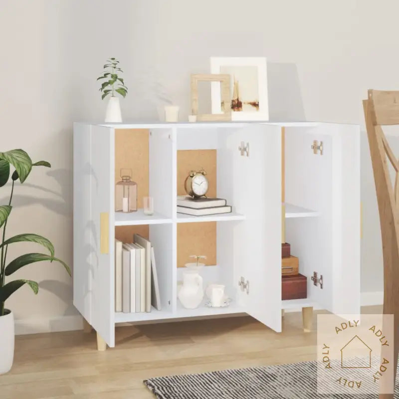 Skjenk Hvit 90X34X80 Cm Konstruert Tre
