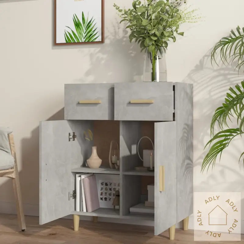 Skjenk Betonggrå 69,5X34X89 Cm Konstruert Tre