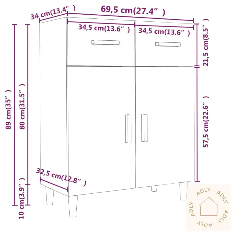Skjenk Betonggrå 69,5X34X89 Cm Konstruert Tre