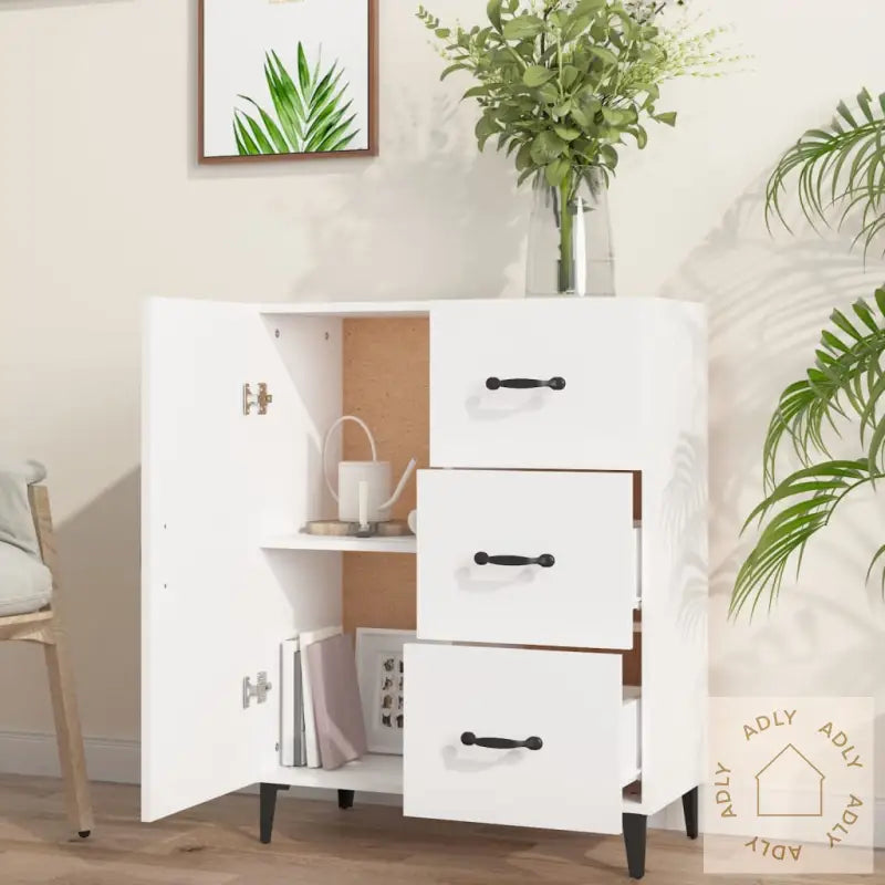 Skjenk Hvit 69,5X34X90 Cm Konstruert Tre